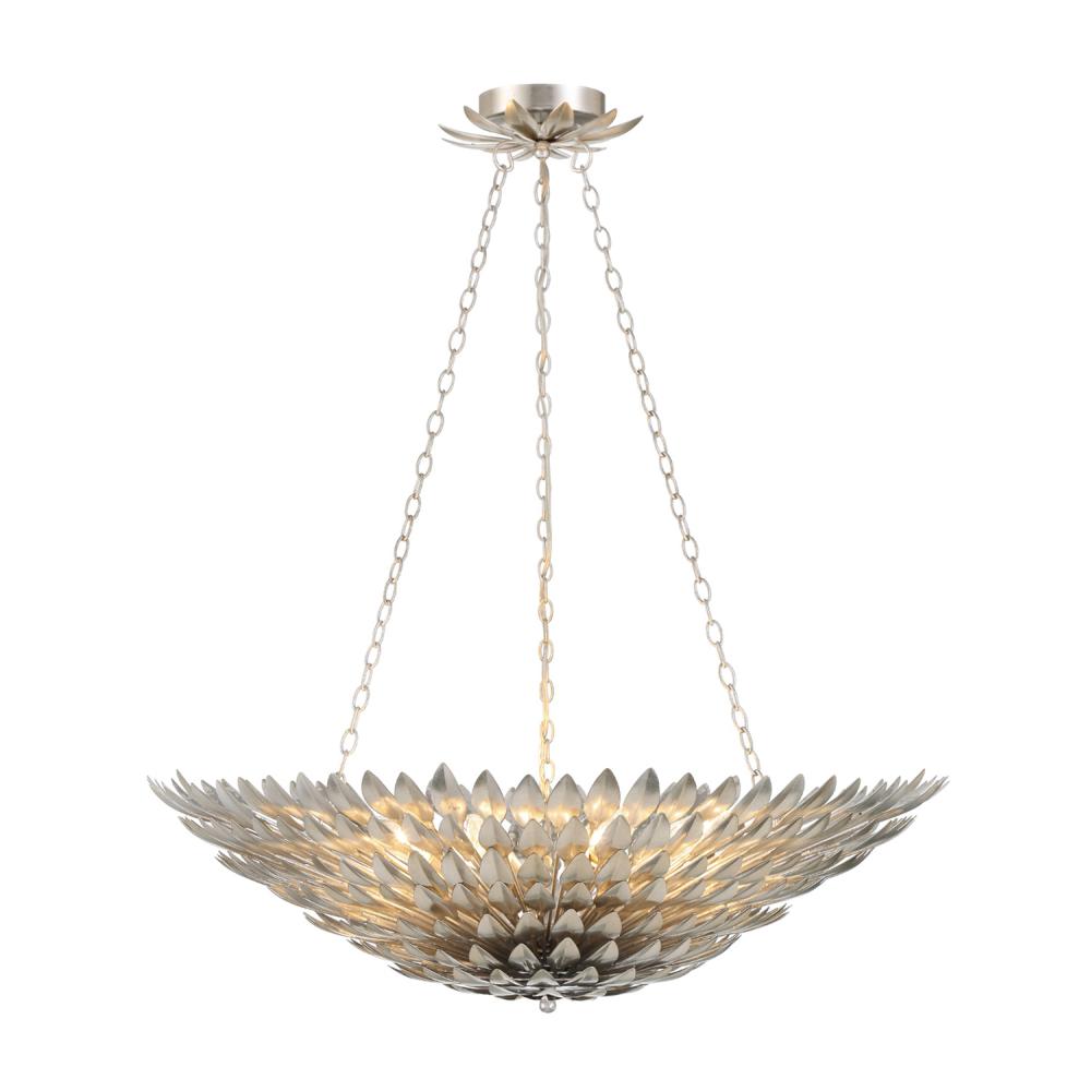 Crystorama Lighting 519-SA Broche 8 Light Antique Silver Chandelier, UL Damp Rated, Antique Silver