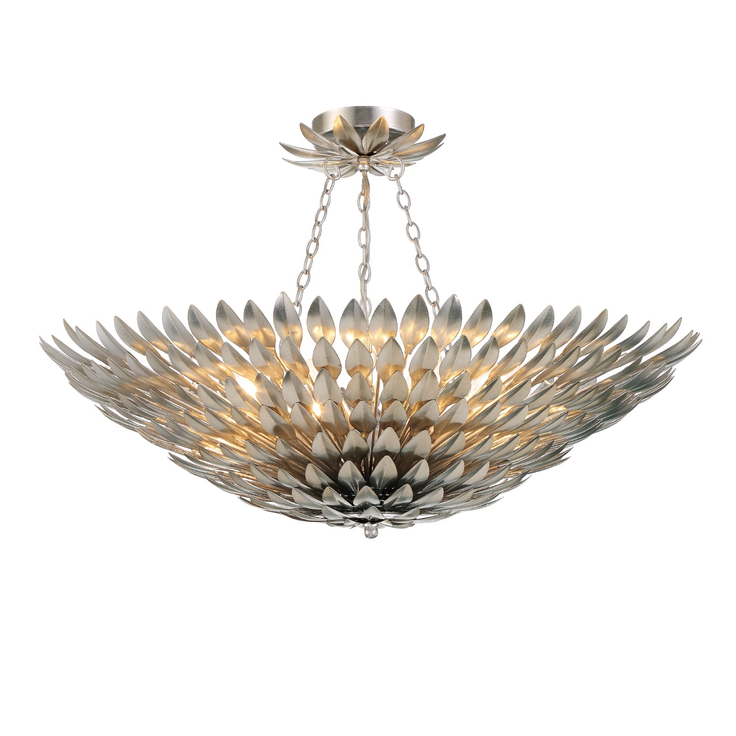 Crystorama Broche 519-SA_CEILING – 30 Inch – 8 Light – Semi Flush Mount Light – Antique Silver – Damp Rated