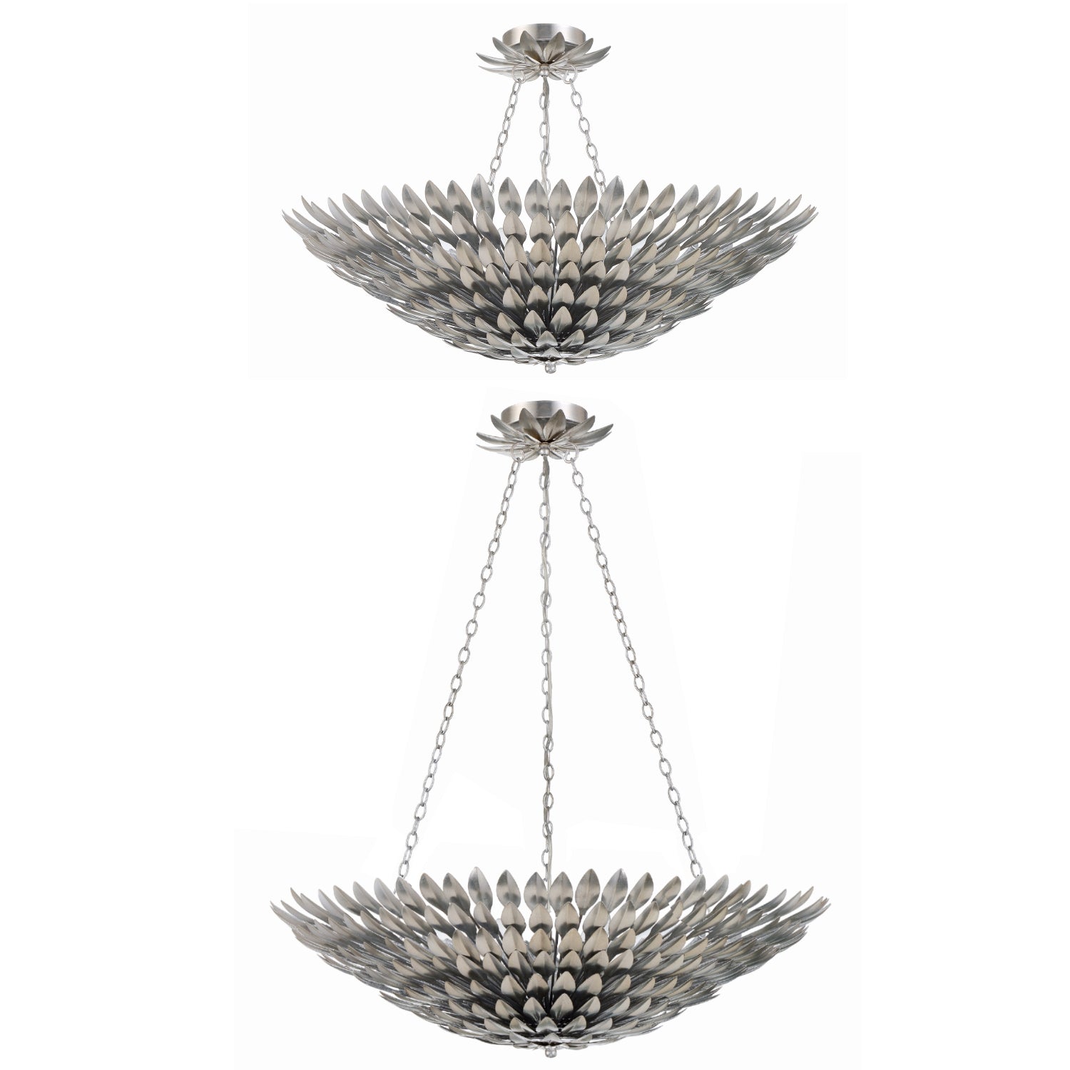 Crystorama Broche 519-SA_CEILING – 30 Inch – 8 Light – Semi Flush Mount Light – Antique Silver – Damp Rated