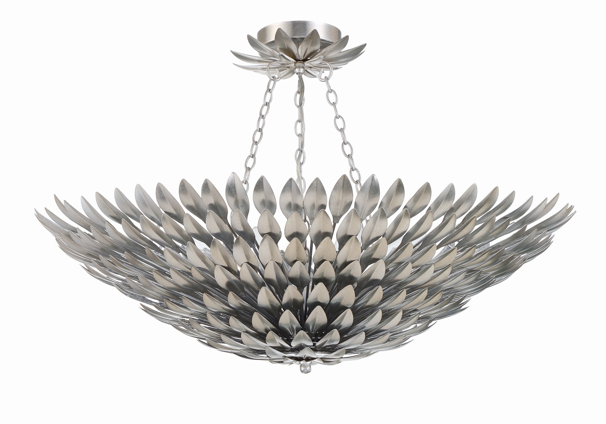 Crystorama Broche 519-SA_CEILING – 30 Inch – 8 Light – Semi Flush Mount Light – Antique Silver – Damp Rated