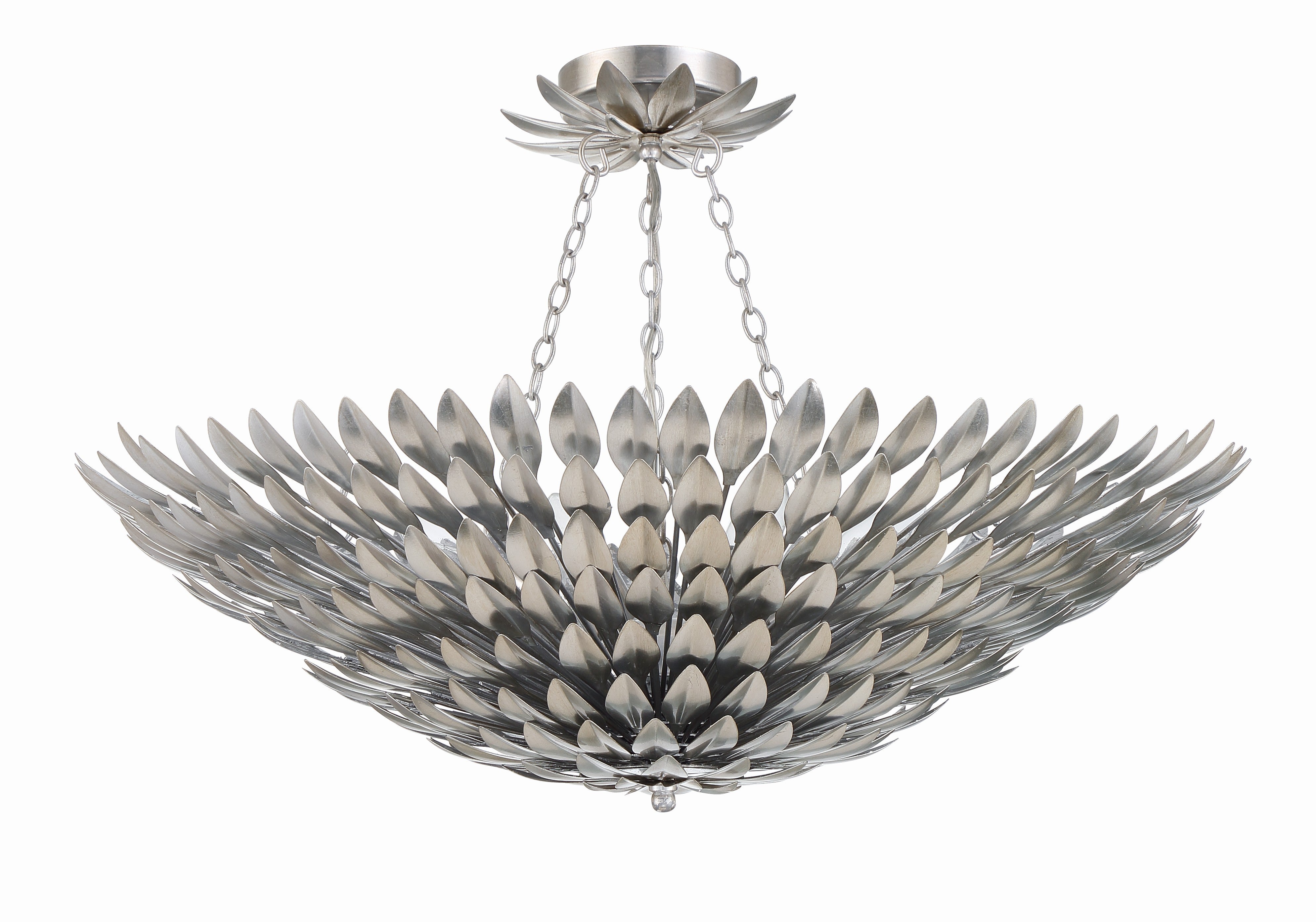 Crystorama Broche 519-SA_CEILING – 30 Inch – 8 Light – Semi Flush Mount Light – Antique Silver – Damp Rated