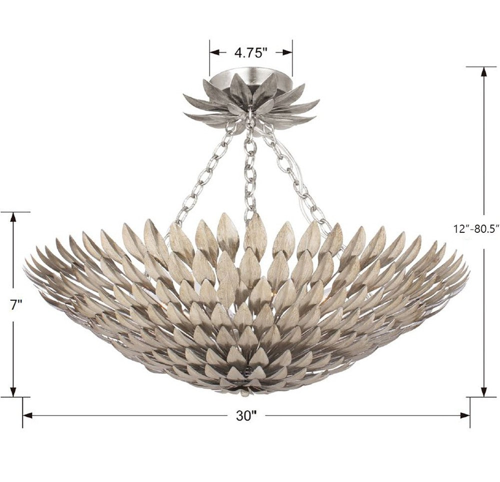 Crystorama BROCHE 519-SA_CEILING Semi Flush Mt Contemporary - Antique Silver