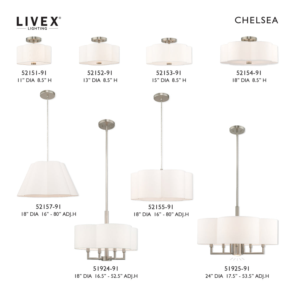 Livex Lighting CHELSEA 51924-91 Pendant Transitional - Brushed Nickel