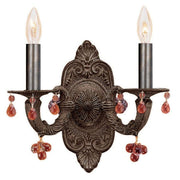 Crystorama Paris Market 5200-VB-AMBER – 11 Inch – 2 Light – Sconce – Clear Crystal – Venetian Bronze – Dry Rated