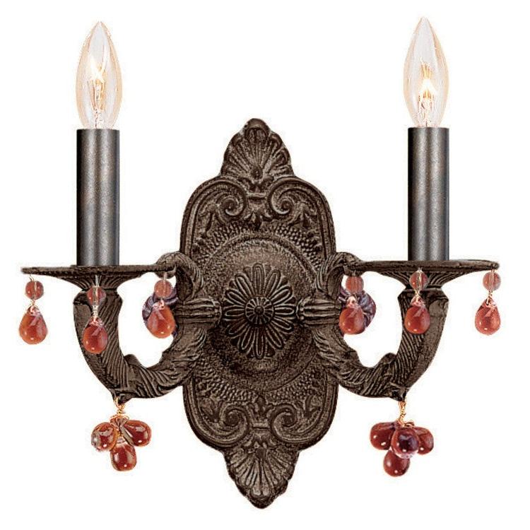 Crystorama Paris Market 5200-VB-AMBER – 11 Inch – 2 Light – Sconce – Clear Crystal – Venetian Bronze – Dry Rated