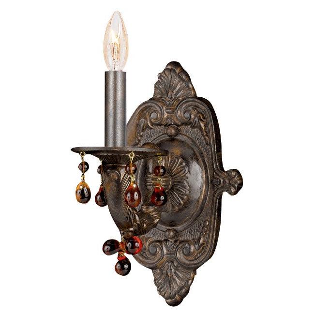 Crystorama Paris Market 5201-VB-AMBER – 6.25 Inch – 1 Light – Sconce – Clear Crystal – Venetian Bronze – Dry Rated