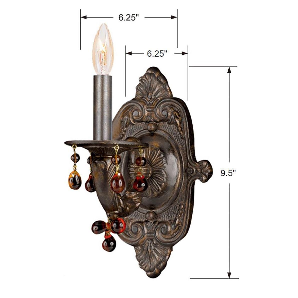 Crystorama Paris Market 5201-VB-AMBER – 6.25 Inch – 1 Light – Sconce – Clear Crystal – Venetian Bronze – Dry Rated