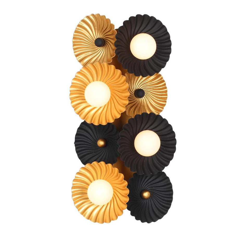 Damask 8 Inch Wall Sconce – Black and Vintage Brass – 520321BVB