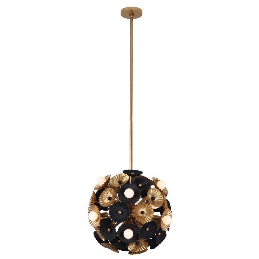 Damask 18 Inch Semi Flush Mount – Black and Vintage Brass – 520355BVB