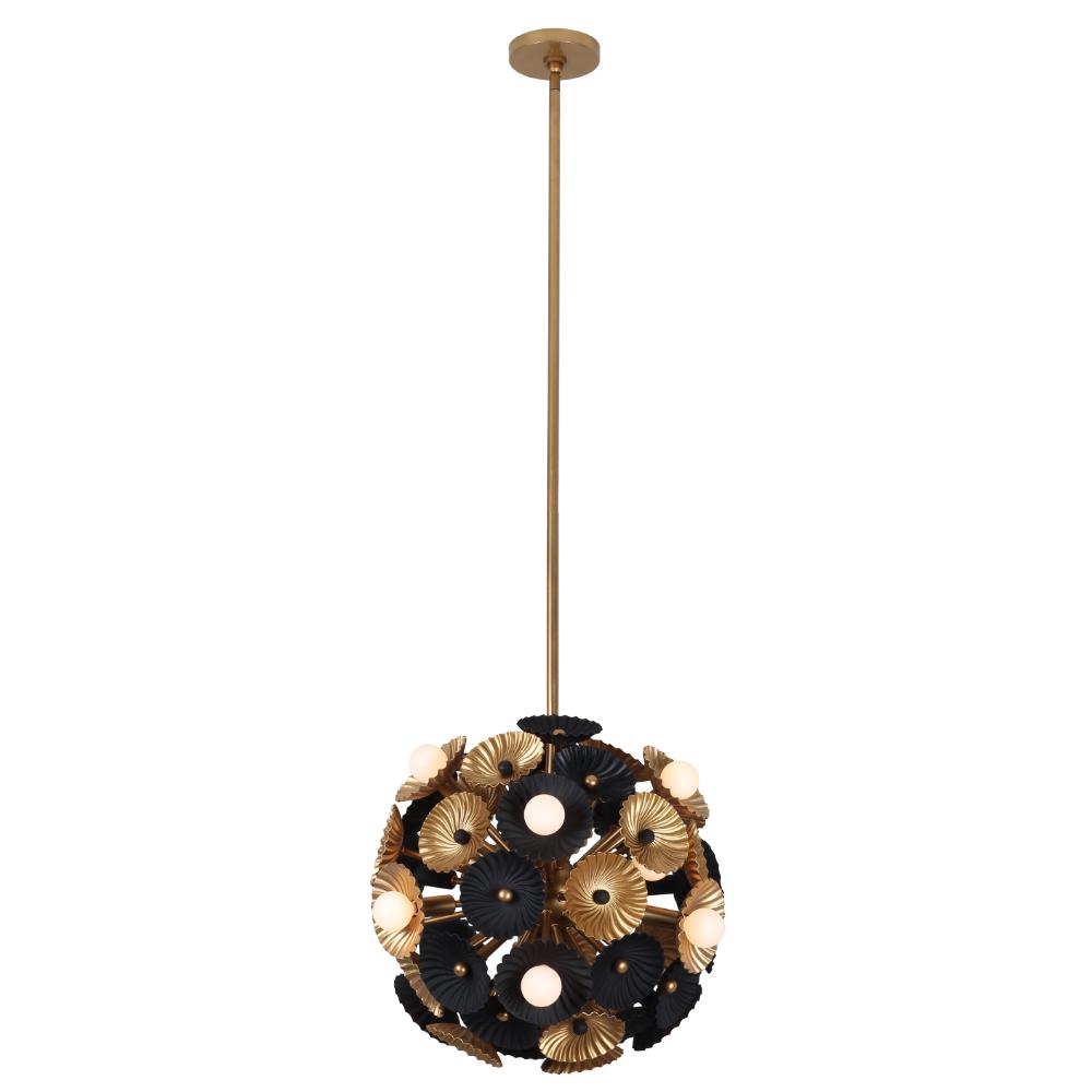 Damask 18 Inch Semi Flush Mount – Black and Vintage Brass – 520355BVB