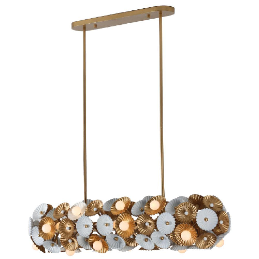 Damask 48 Inch Wall Sconce – White and Vintage Brass – 520361WVB