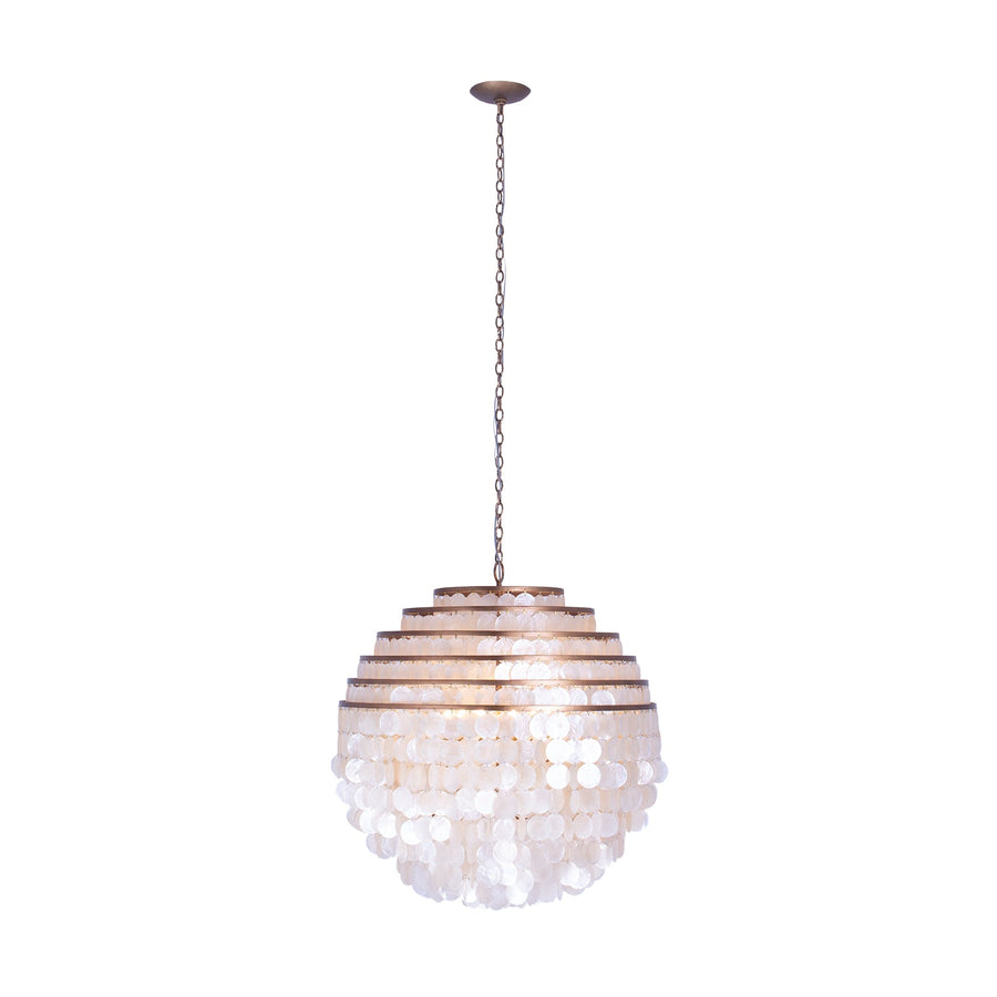 Sphere 28 inch Pendant - Pearlized Antique Brass, Capiz Shells
