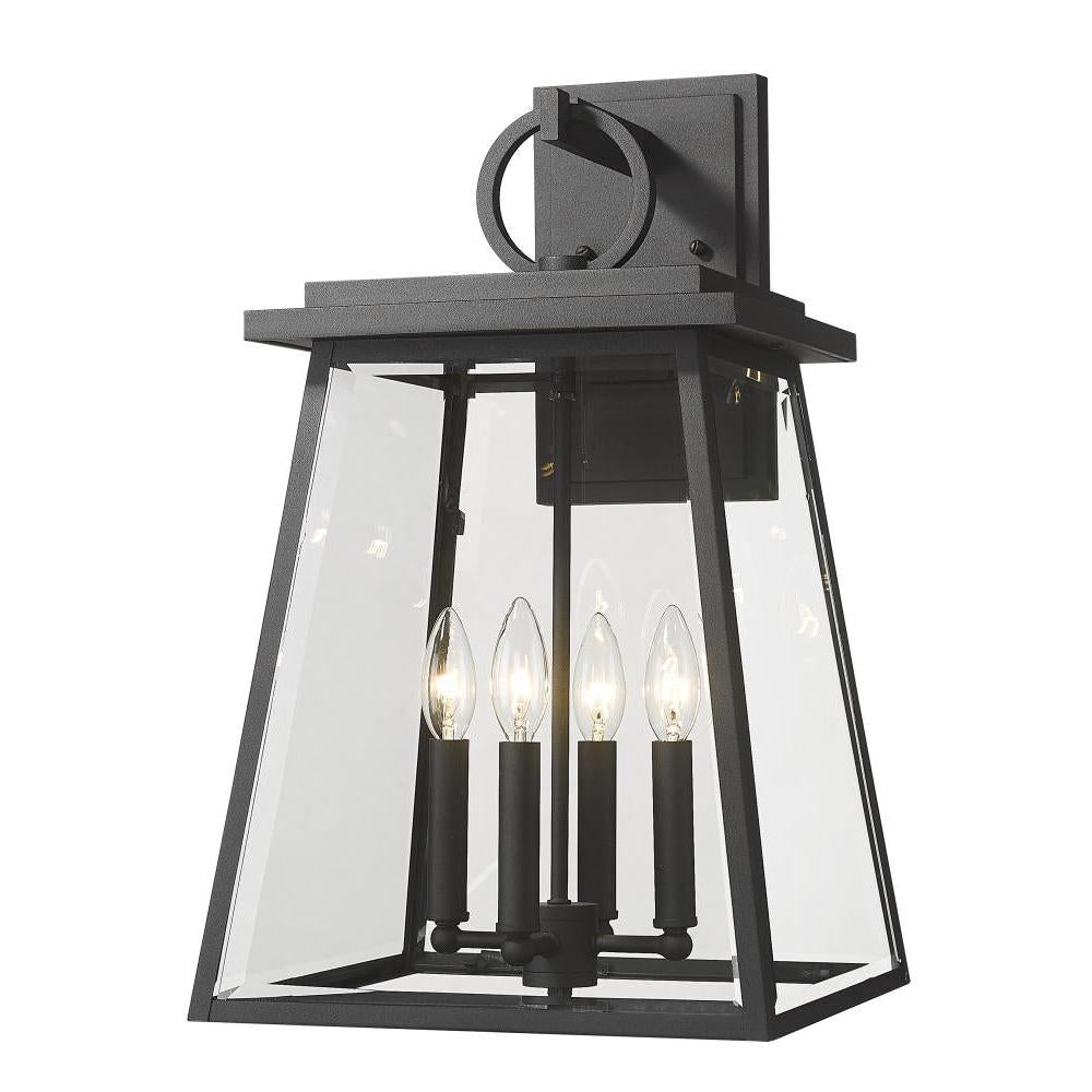4 Light Outdoor Wall Light-Clear Beveled