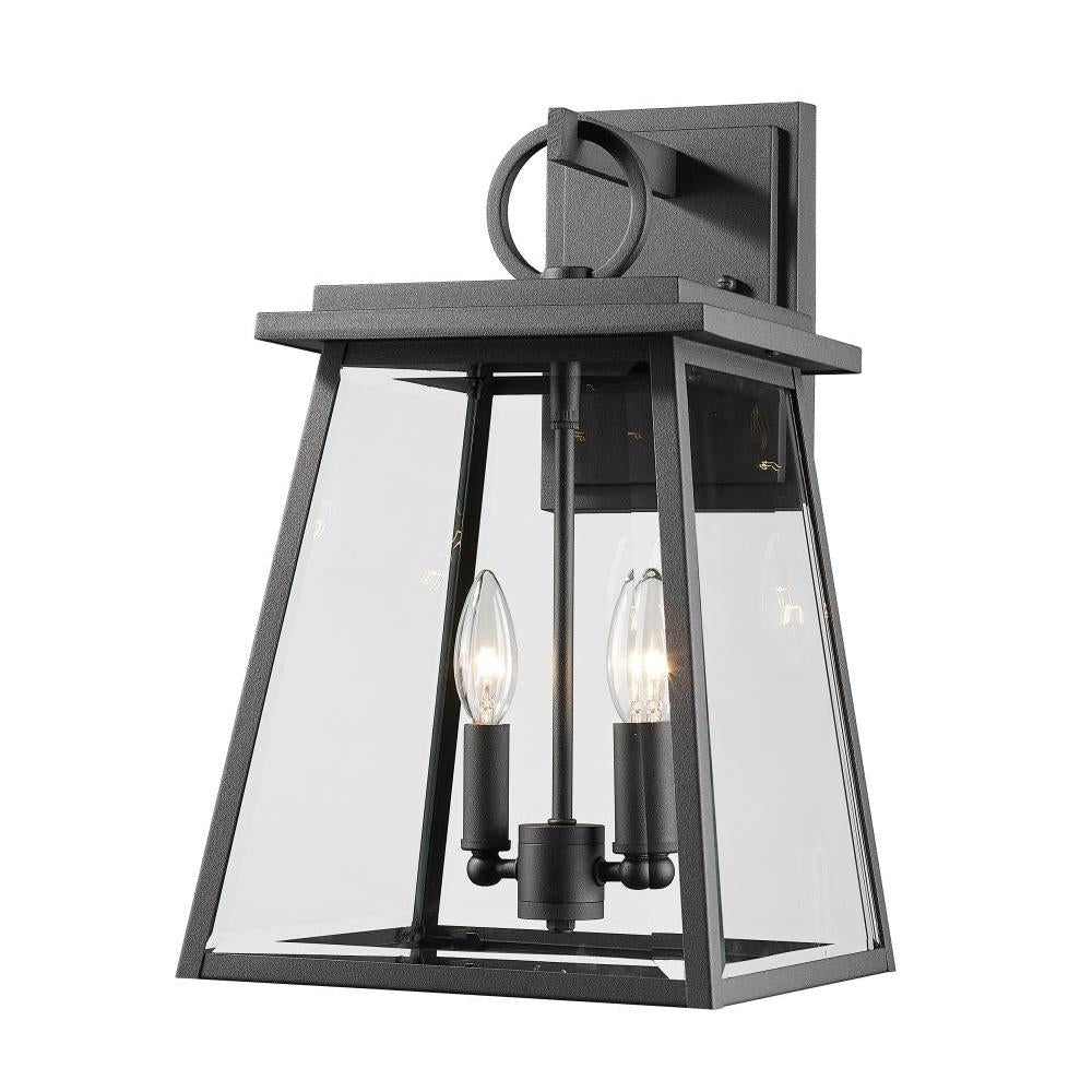 2 Light Outdoor Wall Light-Clear Beveled