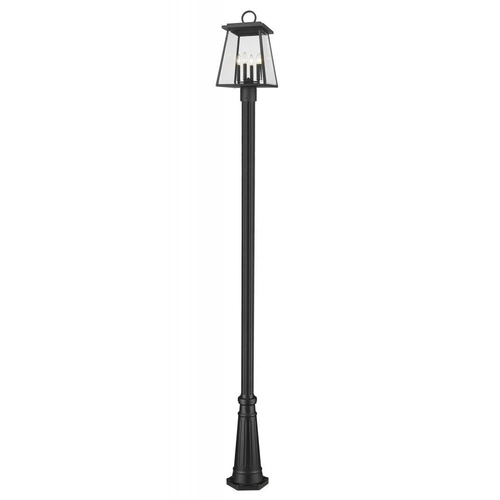 4 Light Outdoor Post Mounted Fixture-Clear Beveled