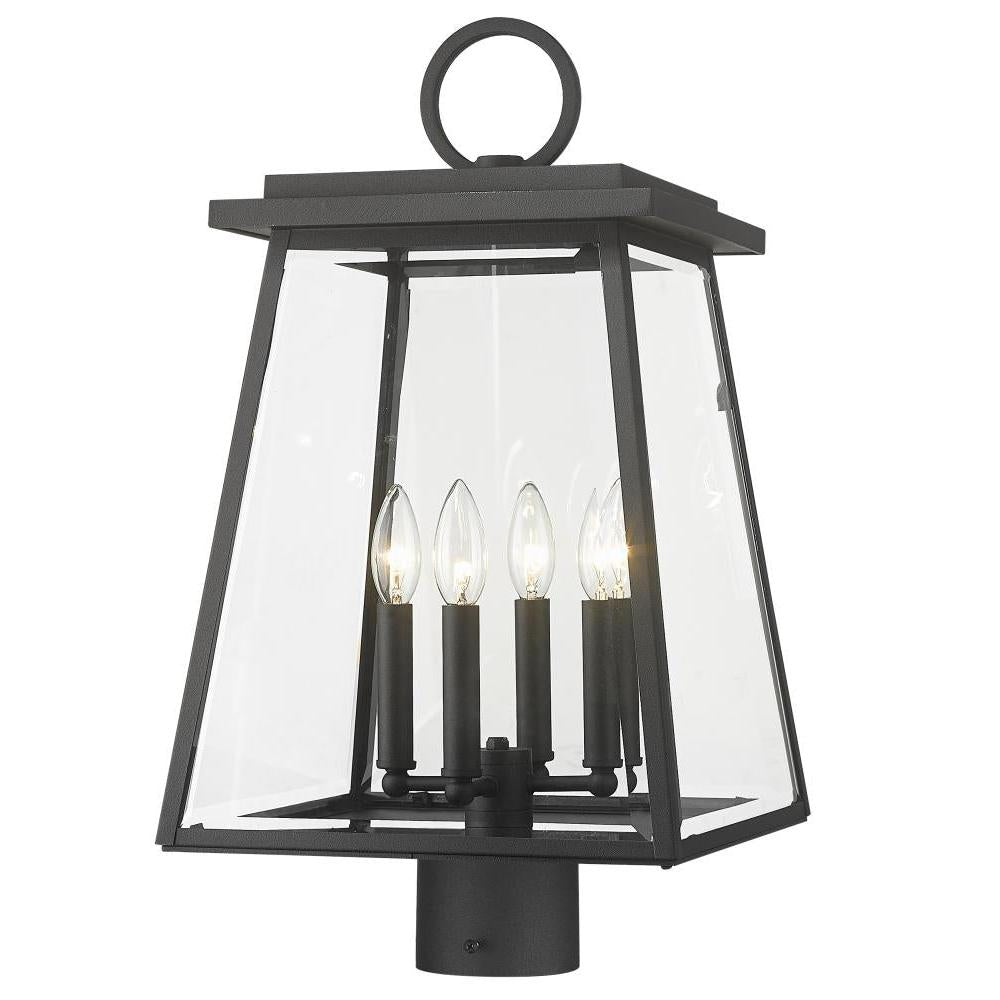 4 Light Outdoor Post Mount Fixture-Clear Beveled