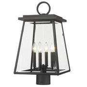 4 Light Outdoor Post Mount Fixture-Clear Beveled