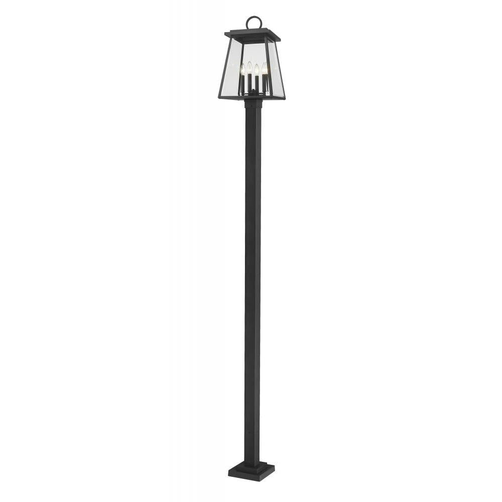 4 Light Outdoor Post Mounted Fixture-Clear Beveled