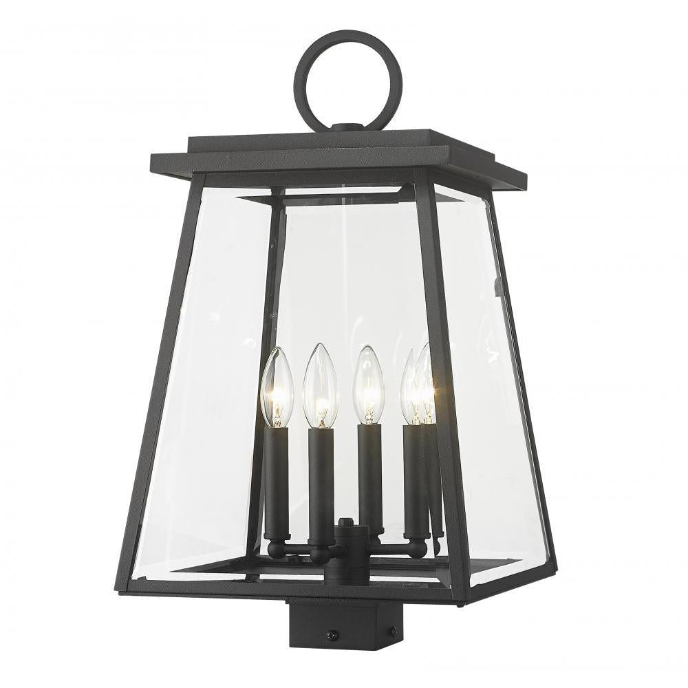 4 Light Outdoor Post Mount Fixture-Clear Beveled