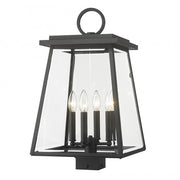 4 Light Outdoor Post Mount Fixture-Clear Beveled