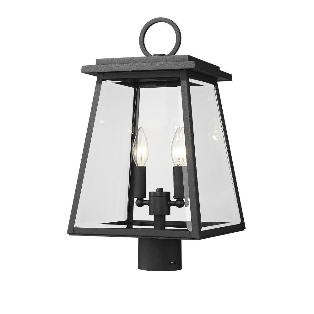 2 Light Outdoor Post Mount Fixture-Clear Beveled