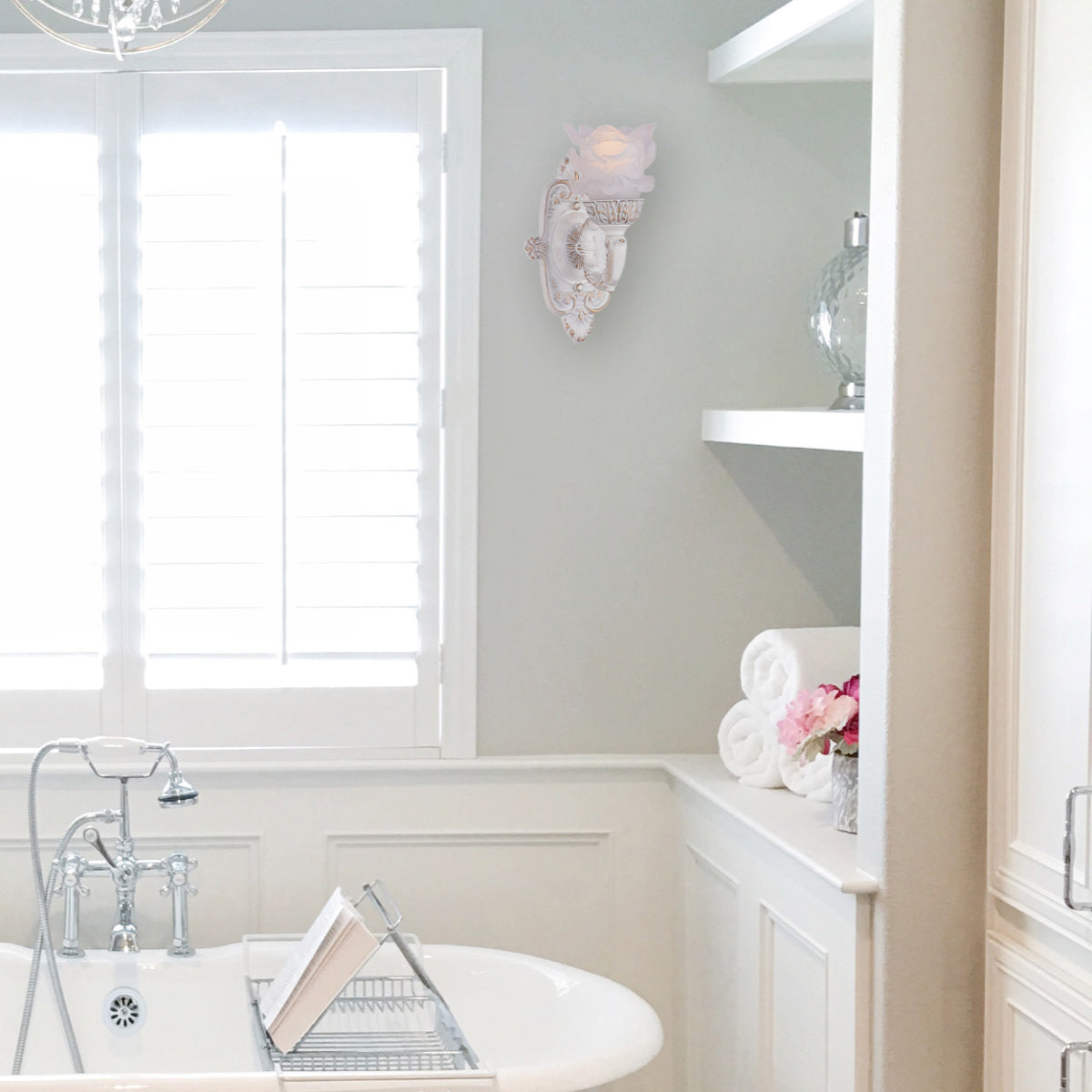 Crystorama Mayfield 5221-AW – 5.25 Inch – 1 Light – Sconce – Antique White – Dry Rated