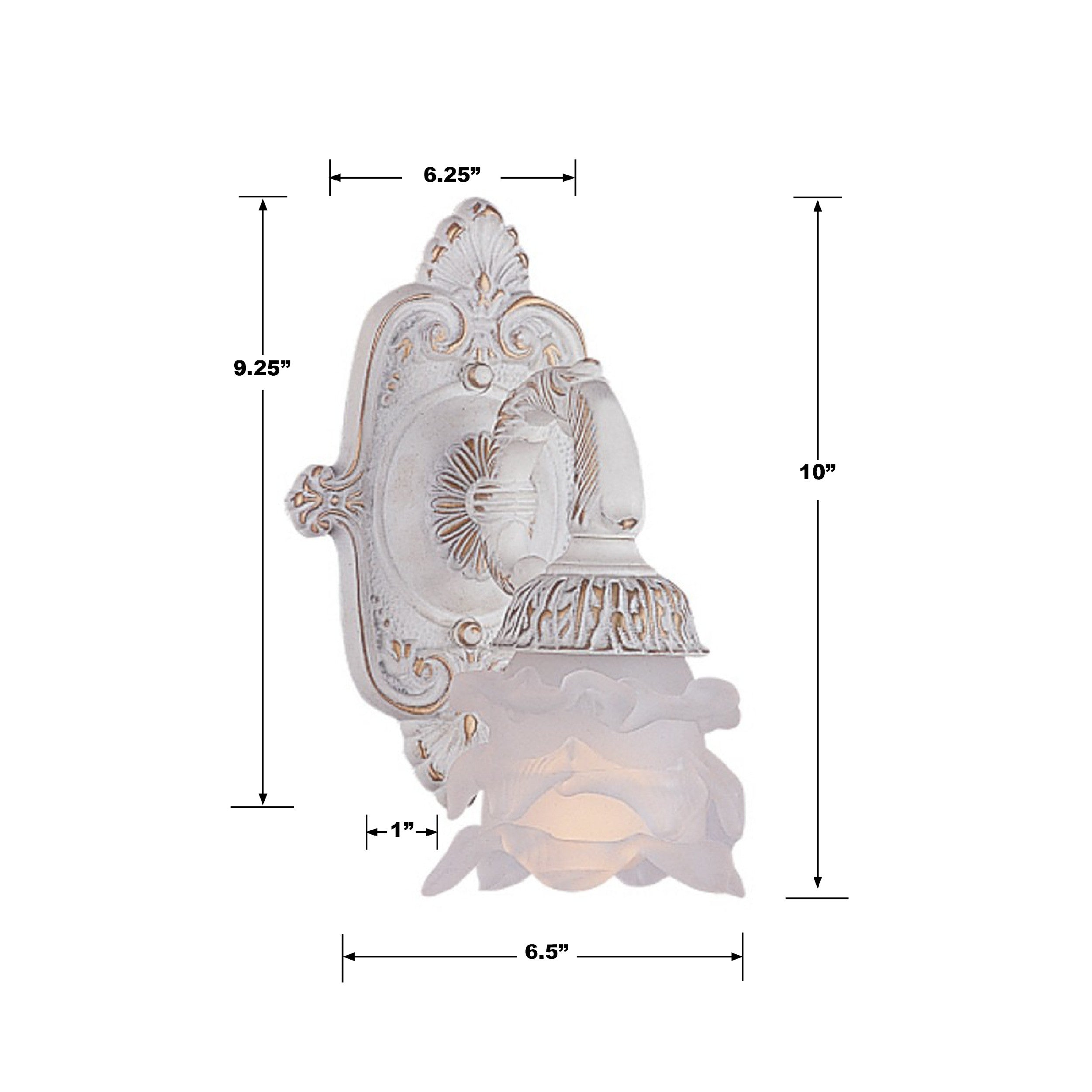 Crystorama Mayfield 5221-AW – 5.25 Inch – 1 Light – Sconce – Antique White – Dry Rated