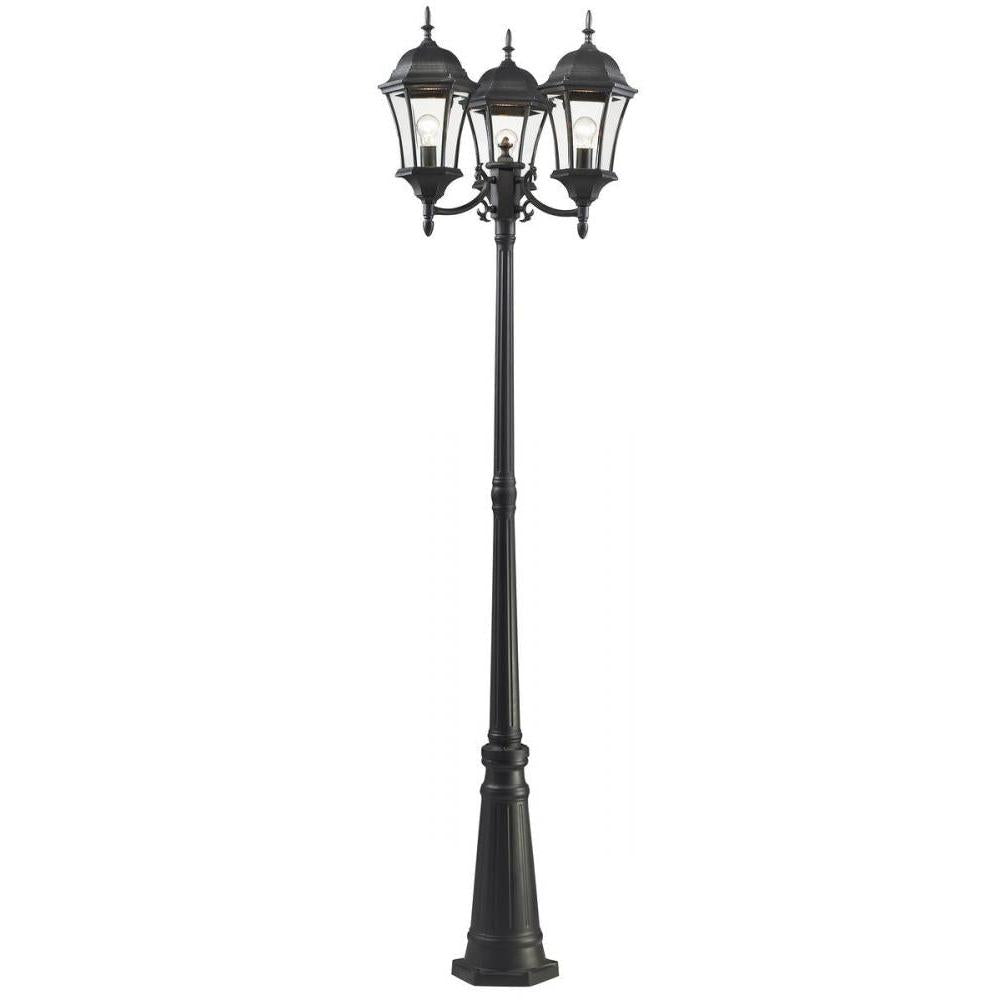 3 Light Outdoor Post Mounted Fixture-Clear Beveled