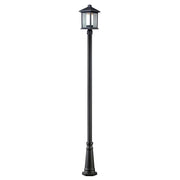 1 Light Outdoor Post Mounted Fixture-Clear Beveled Outside; Matte Opal Inside
