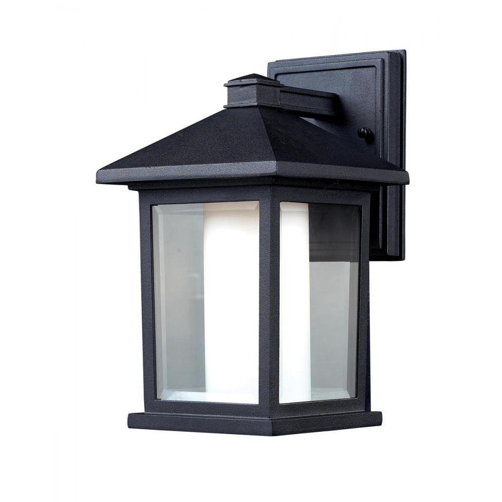 1 Light Outdoor Wall Light-Clear Beveled Outside; Matte Opal Inside