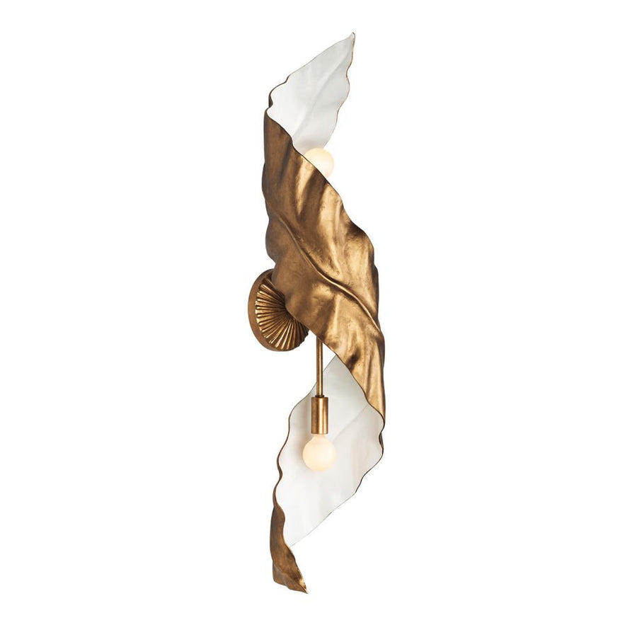 Spira 7 Inch Wall Sconce – Pearlized Antique Brass W/ White – 525521PABW