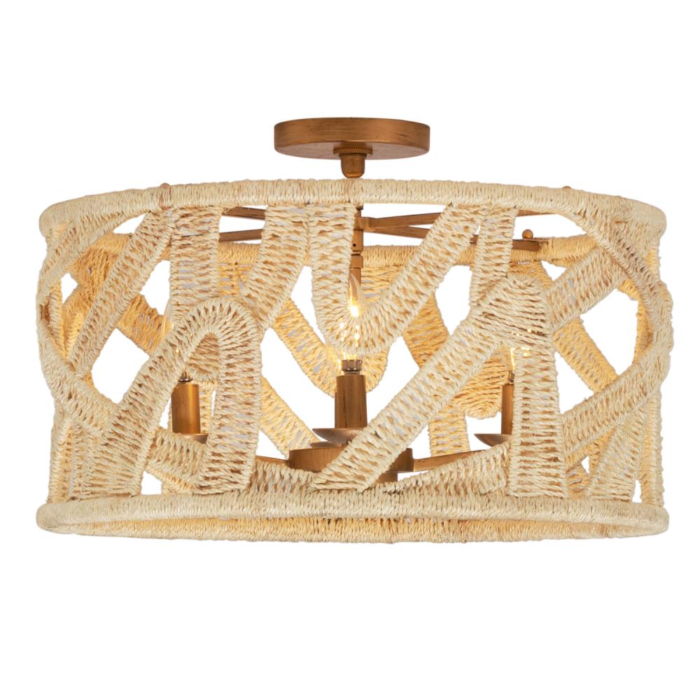 Soga 20 Inch Semi Flush Mount – Modern Gold And White – 525745MGW