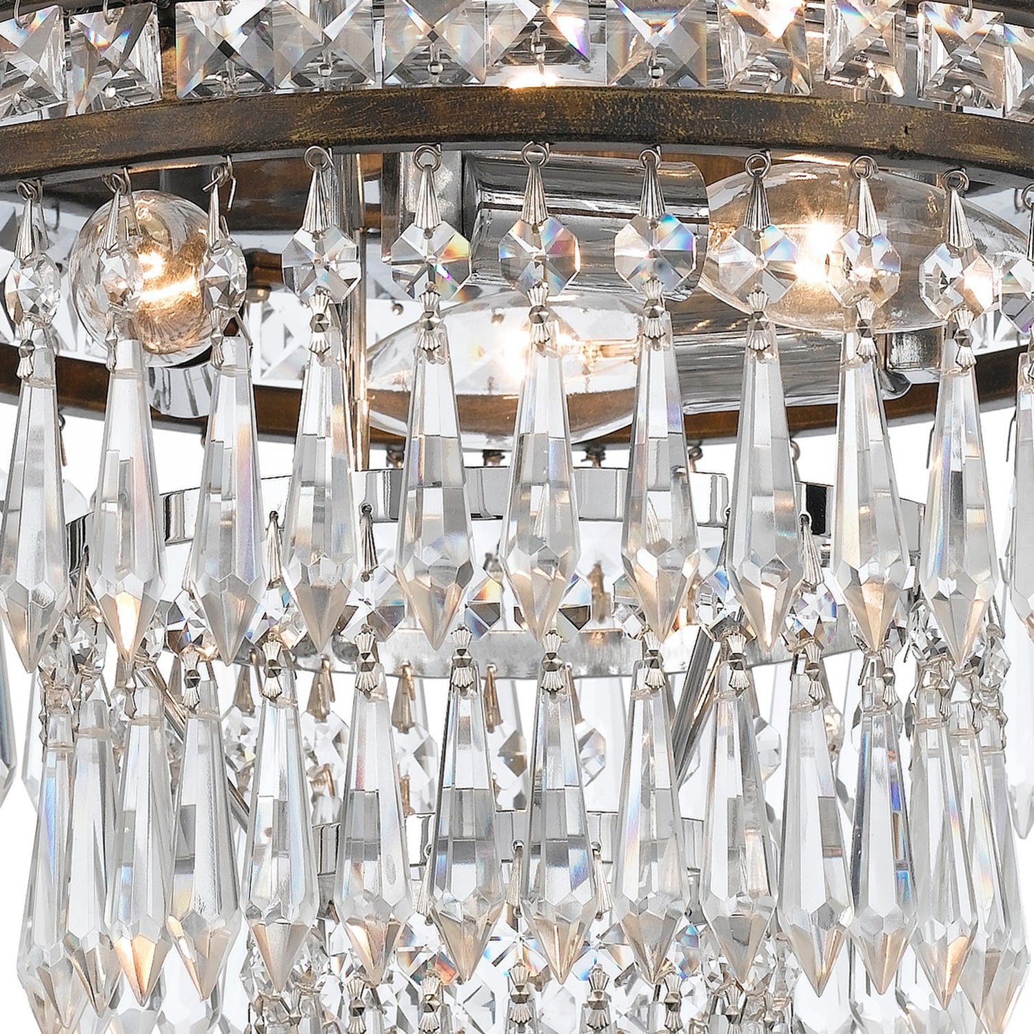 Crystorama Mercer 5260-EB-CL-MWP – 12 Inch – 3 Light – Semi Flush Mount Light – English Bronze – Damp Rated