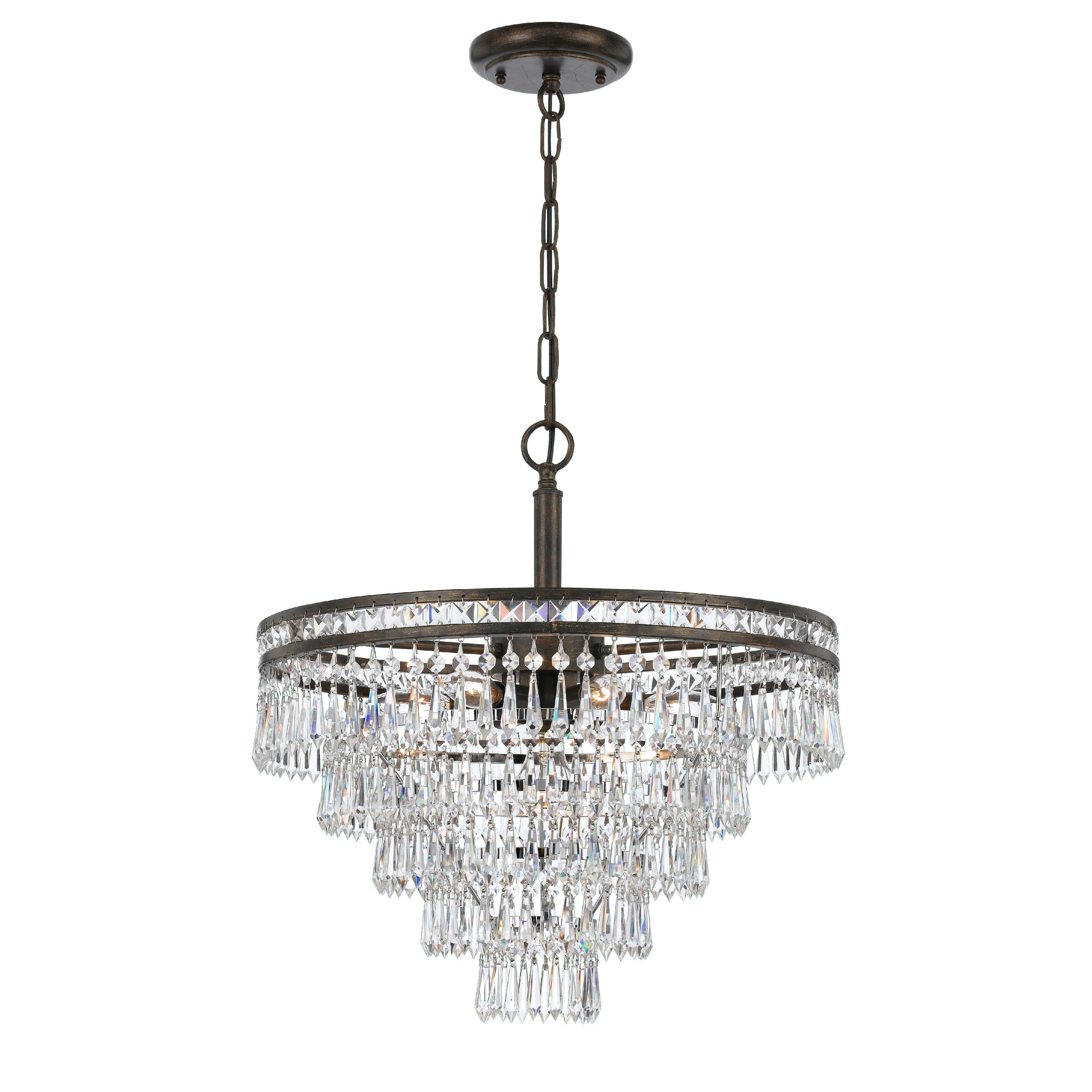 Crystorama Mercer 5264-EB-CL-MWP – 20 Inch – 7 Light – Chandelier – English Bronze – Damp Rated