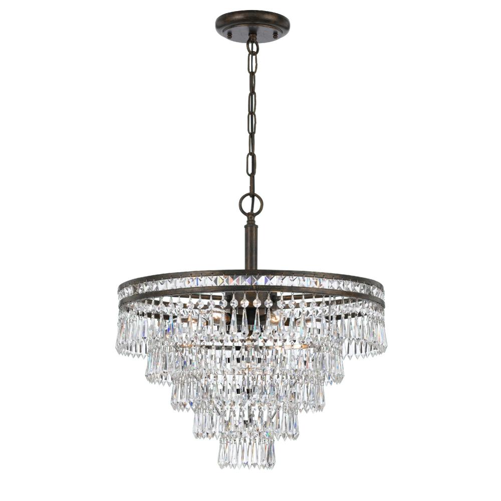 Crystorama 5264-EB-CL-MWP Mercer 7 Light Hand Cut Crystal Chandelier, UL Damp Rated, English Bronze
