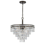 Crystorama 5264-EB-CL-MWP Mercer 7 Light Hand Cut Crystal Chandelier, UL Damp Rated, English Bronze
