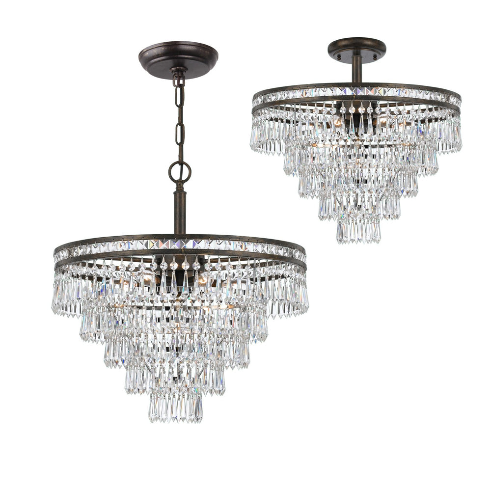 Crystorama 5264-EB-CL-MWP Mercer 7 Light Hand Cut Crystal Chandelier, UL Damp Rated, English Bronze