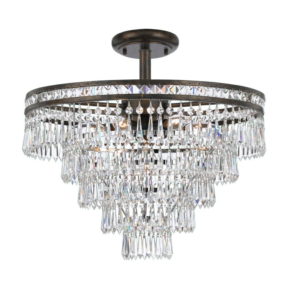 Crystorama 5264-EB-CL-MWP Ceiling Mercer 7 Light Hand Cut Crystal English Bronze
