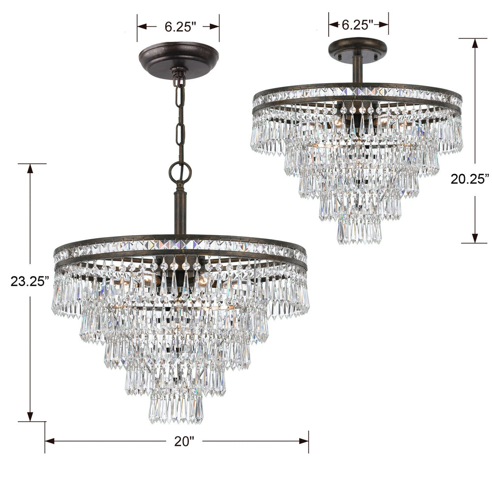Crystorama 5264-EB-CL-MWP Ceiling Mercer 7 Light Hand Cut Crystal English Bronze