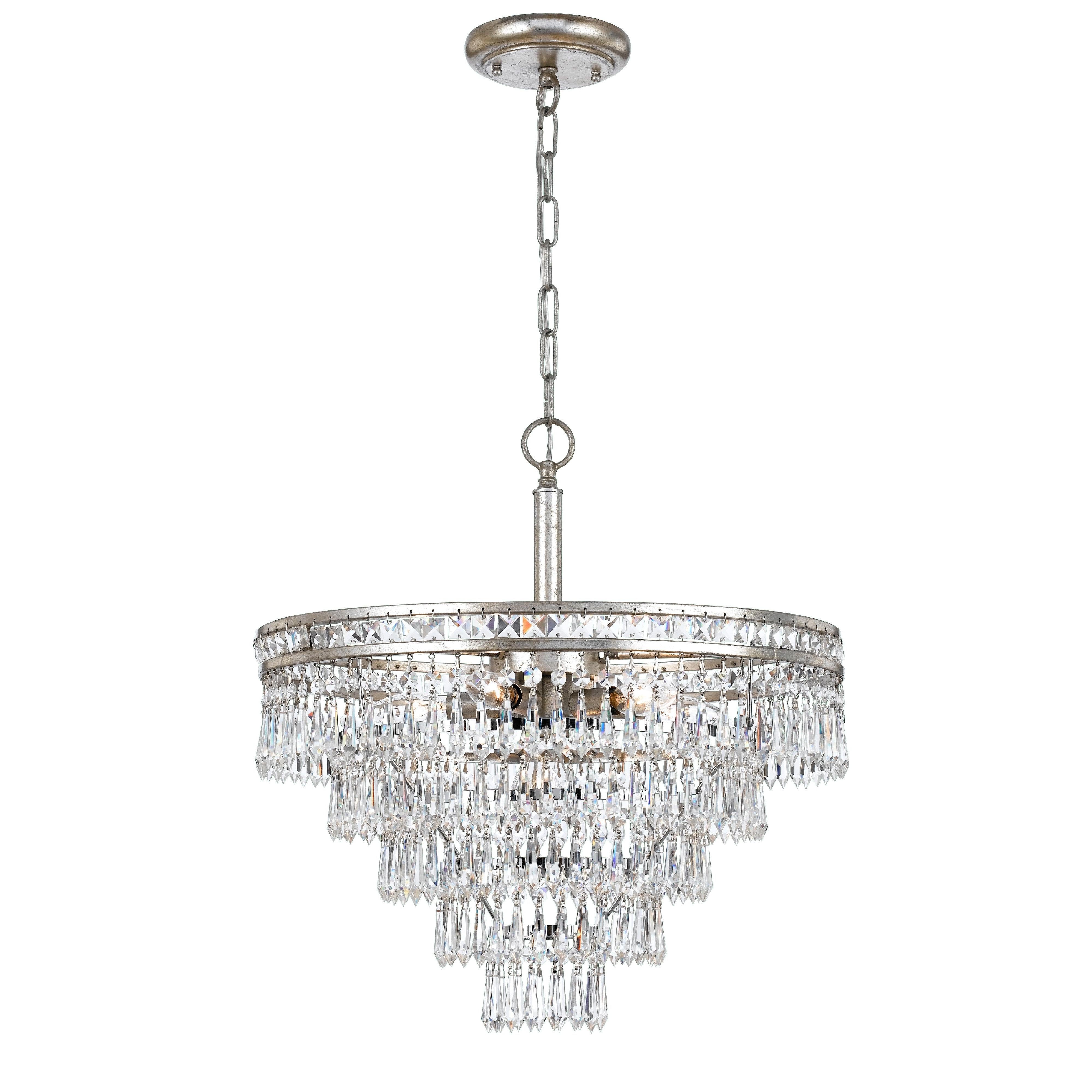 Crystorama Mercer 5264-OS-CL-MWP – 20 Inch – 7 Light – Chandelier – Olde Silver – Damp Rated