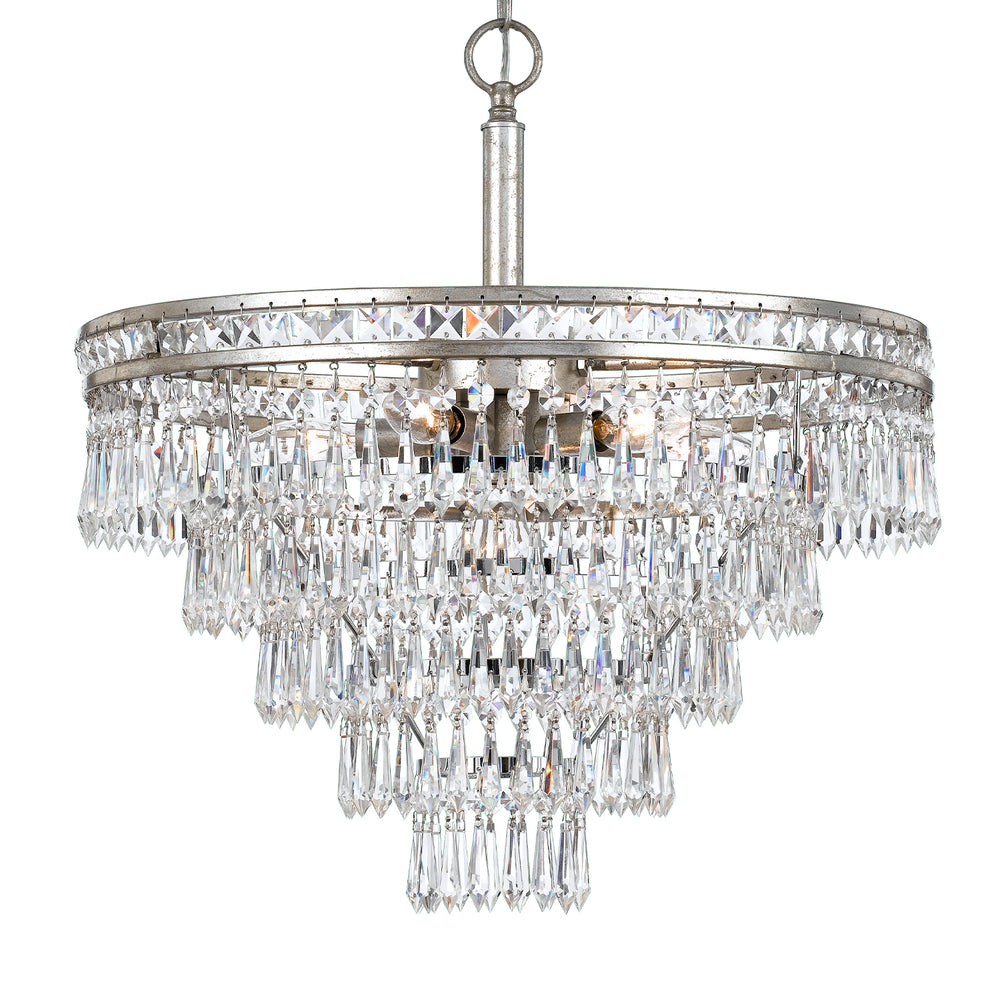 Crystorama 5264-OS-CL-MWP Mercer 7 Light Hand Cut Crystal Olde Silver Chandelier