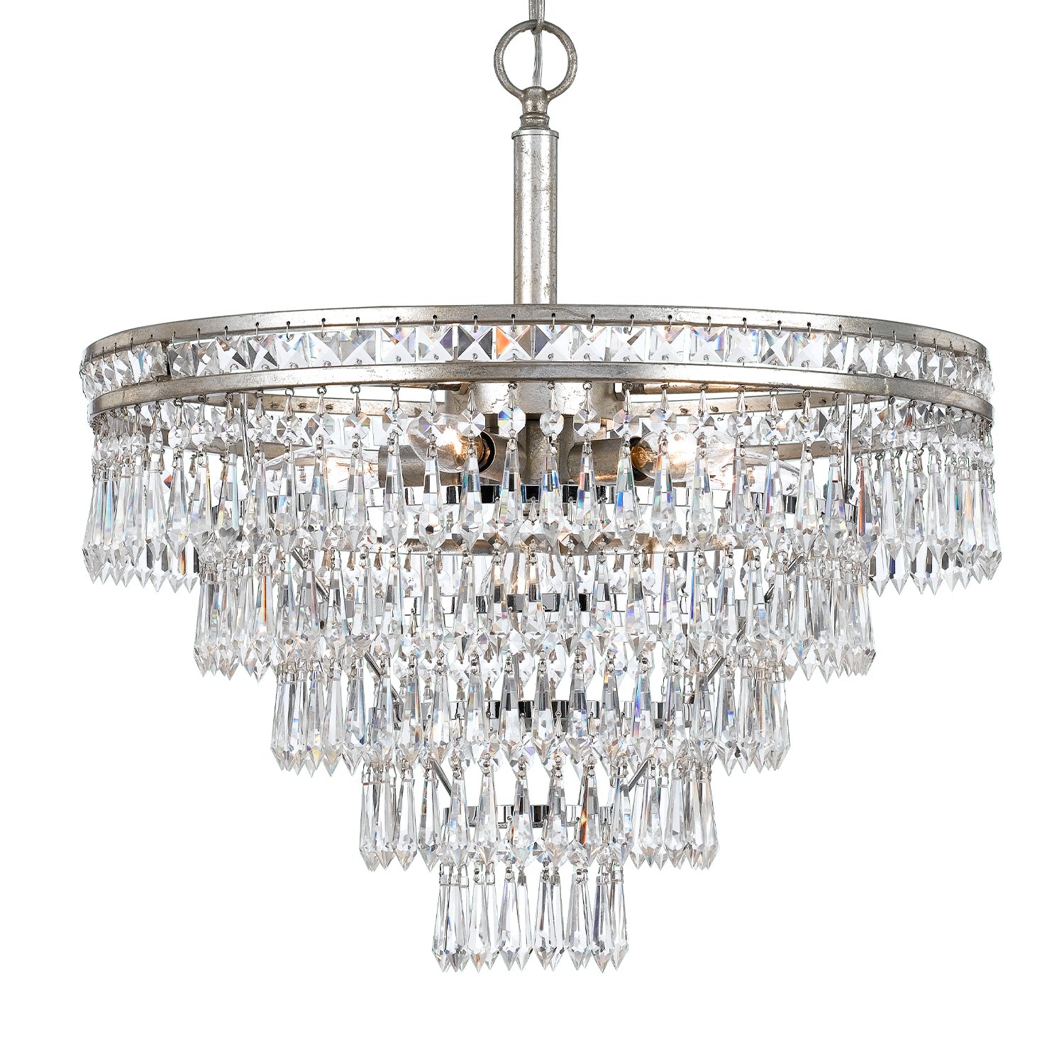 Crystorama Mercer 5264-OS-CL-MWP – 20 Inch – 7 Light – Chandelier – Olde Silver – Damp Rated