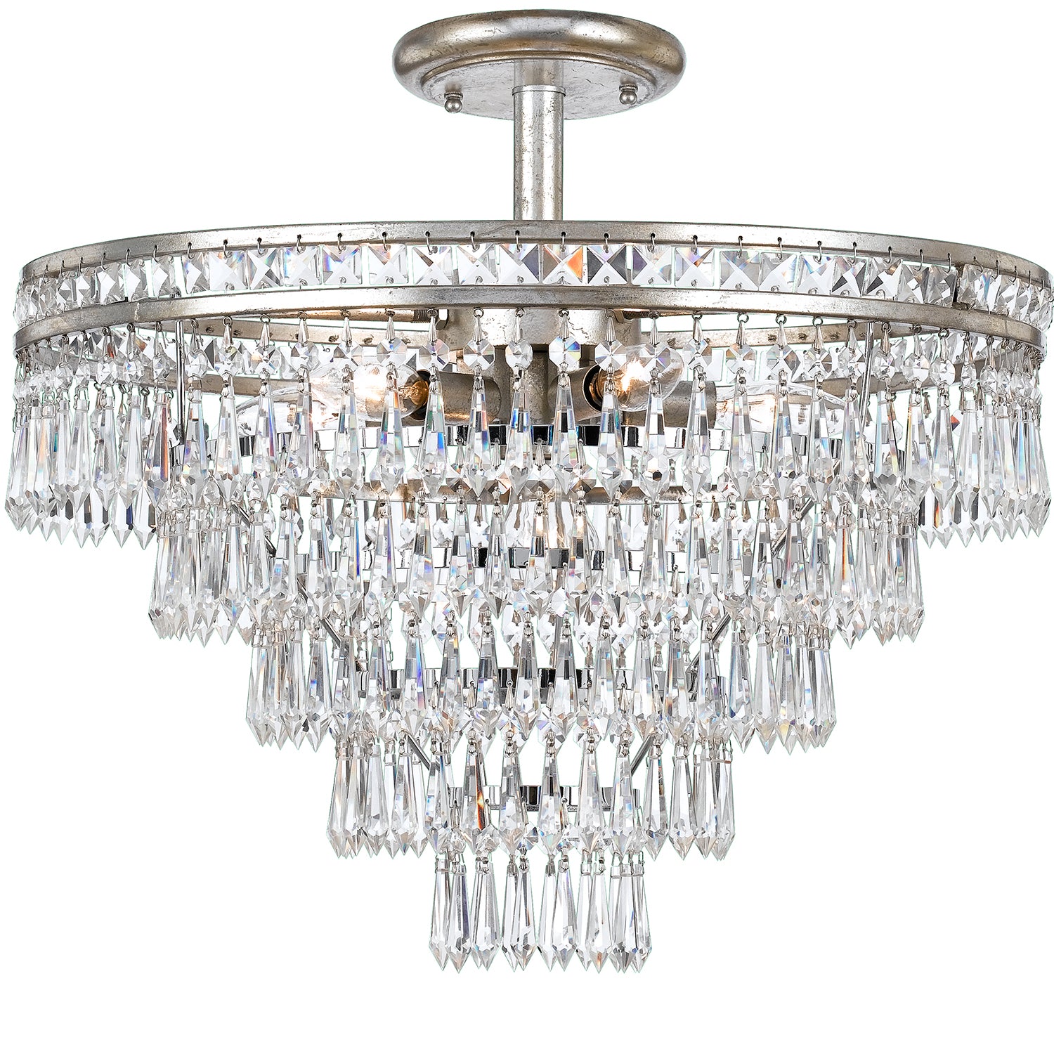 Crystorama Mercer 5264-OS-CL-MWP – 20 Inch – 7 Light – Chandelier – Olde Silver – Damp Rated