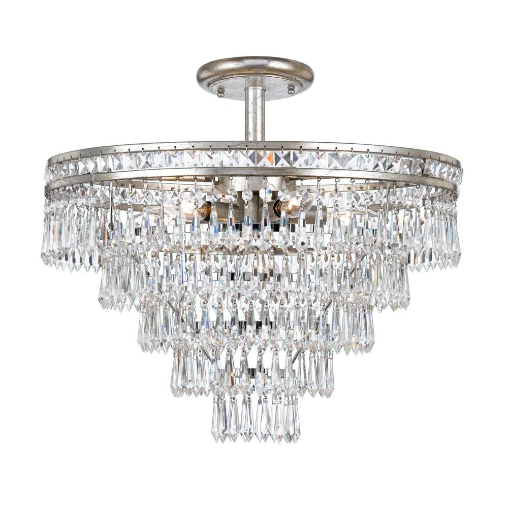 Crystorama Lighting 5264-OS-CL-MWP_CEILING Mercer 7 Light Hand Cut Crystal Olde Silver Semi Flush Mount