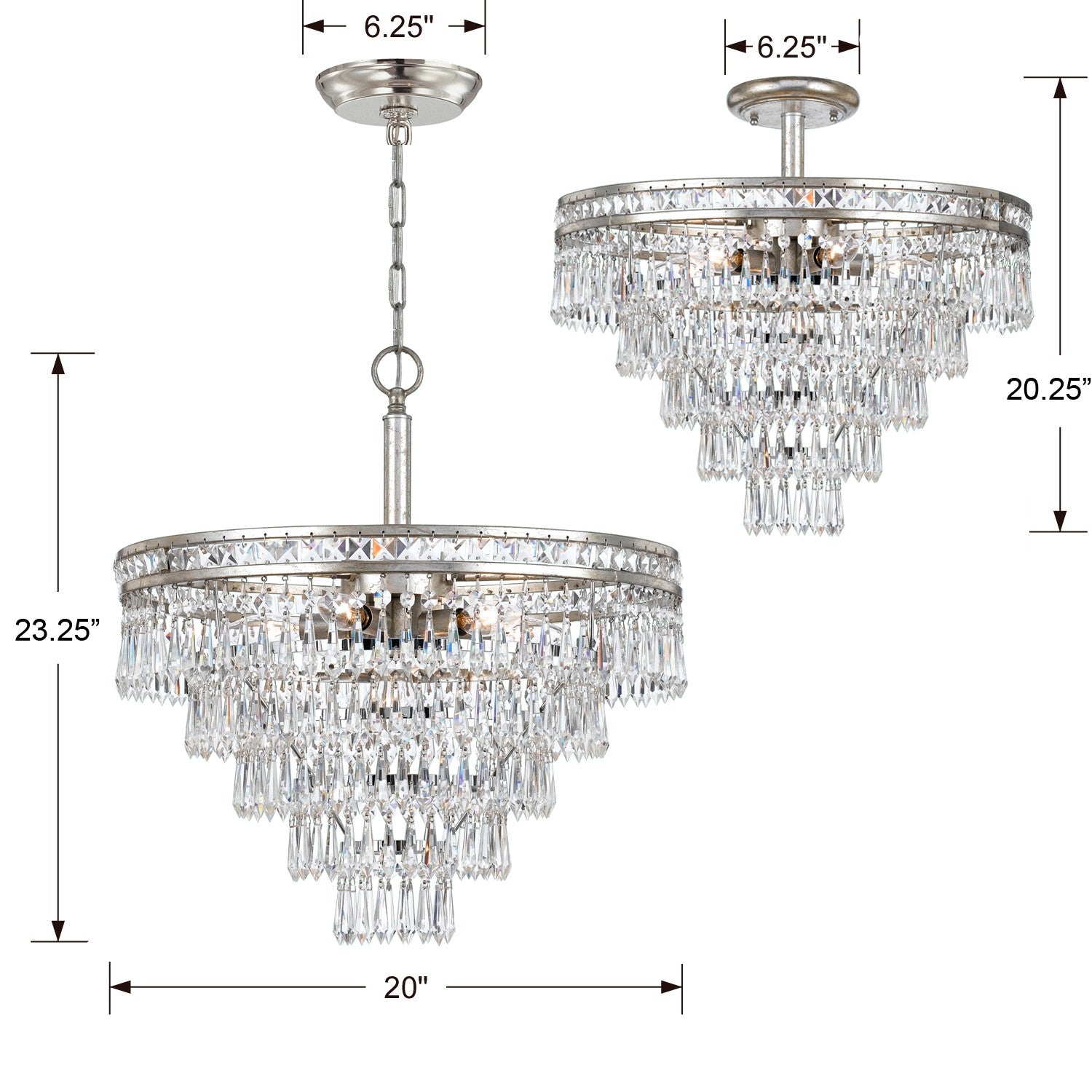 Crystorama Mercer 5264-OS-CL-MWP – 20 Inch – 7 Light – Chandelier – Olde Silver – Damp Rated