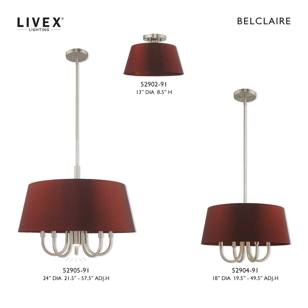 Livex Lighting BELCLAIRE 52902-91 Flush Mount Contemporary - Brushed Nickel