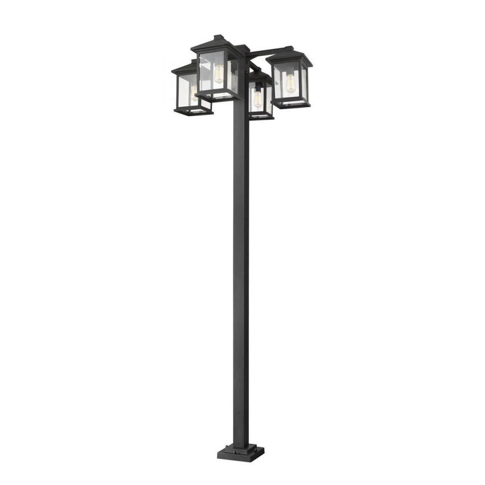 4 Light Outdoor Post Mounted Fixture-Clear Beveled