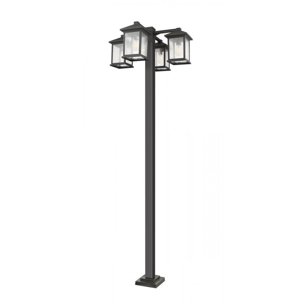 4 Light Outdoor Post Mounted Fixture-Clear Seedy
