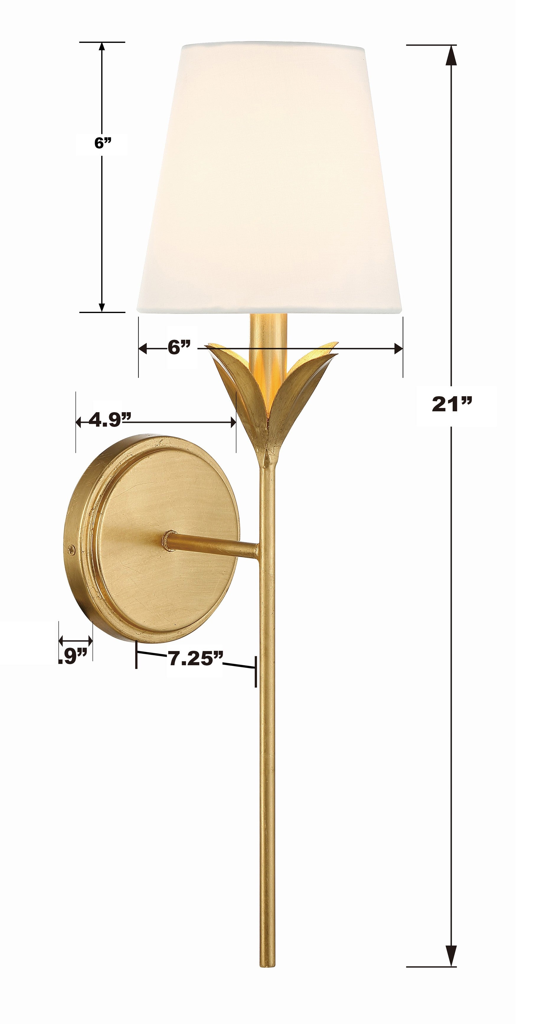 Crystorama Broche 531-GA – 6 Inch – 1 Light – Sconce – Antique Gold – Dry Rated