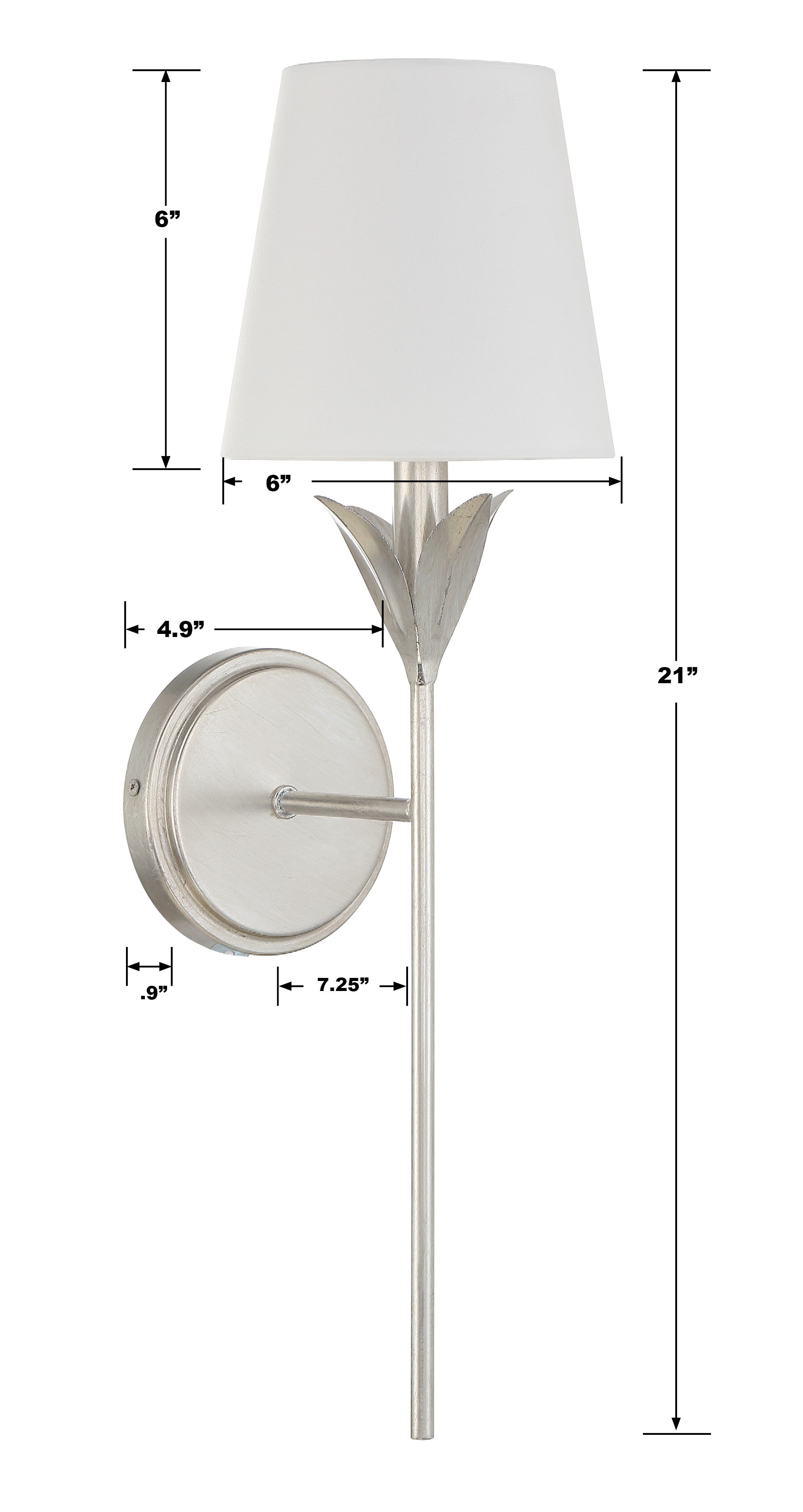 Crystorama Broche 531-SA – 6 Inch – 1 Light – Sconce – Antique Silver – Dry Rated